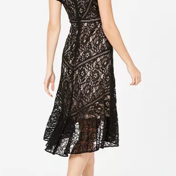 Taylor Black and Tan High Low Cocktail Dress - Picture 2 of 6